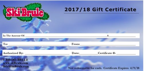 Ski Brule Gift Certificates