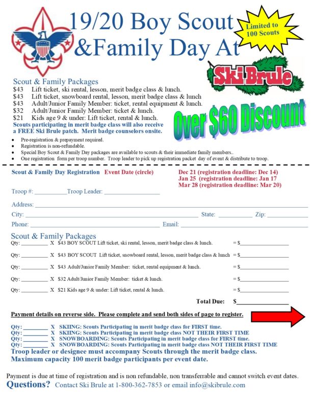 Boy Scout Winter Merit Badge Day Registration Form Page 1
