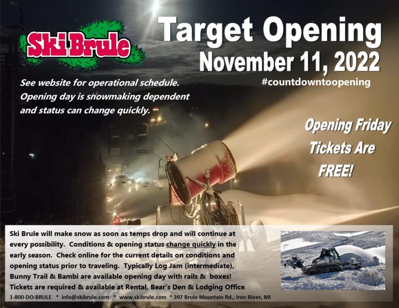 Ski Brule Target Opening Day Is November 11