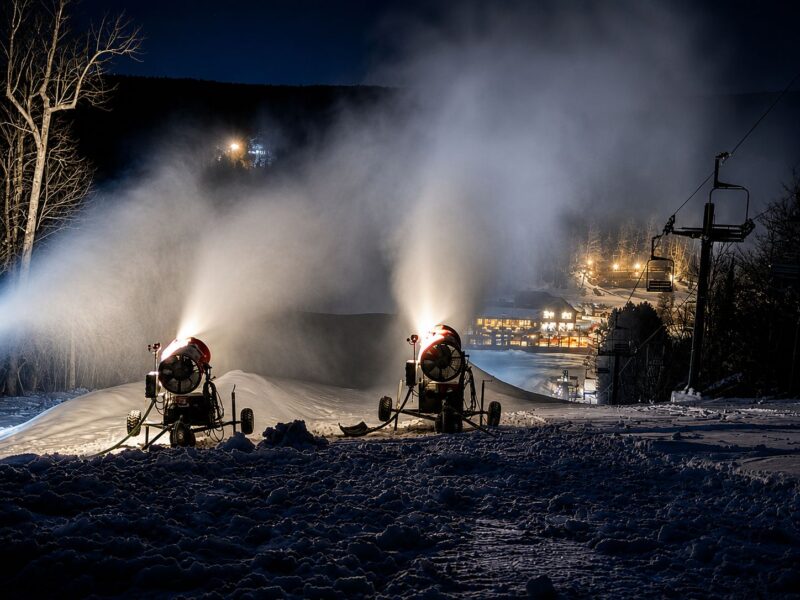 Snowmaking at Ski Brule for some of the best Midwest skiing in Michigan